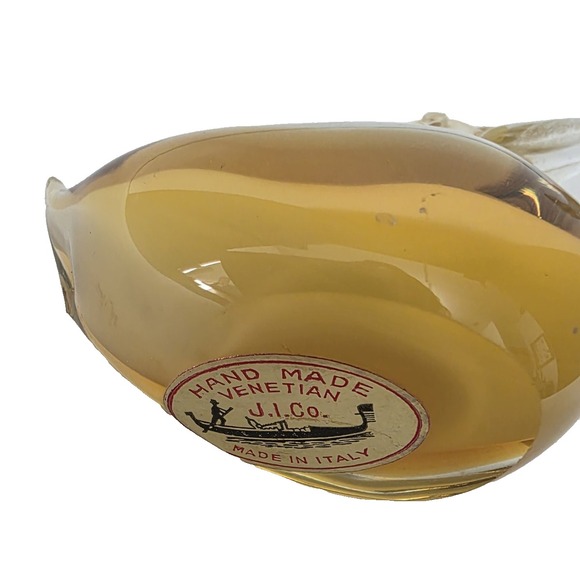 Vintage Venetian Amber Glass Swans Lot Of Two Made In Italy J I Company - Picture 4 of 5